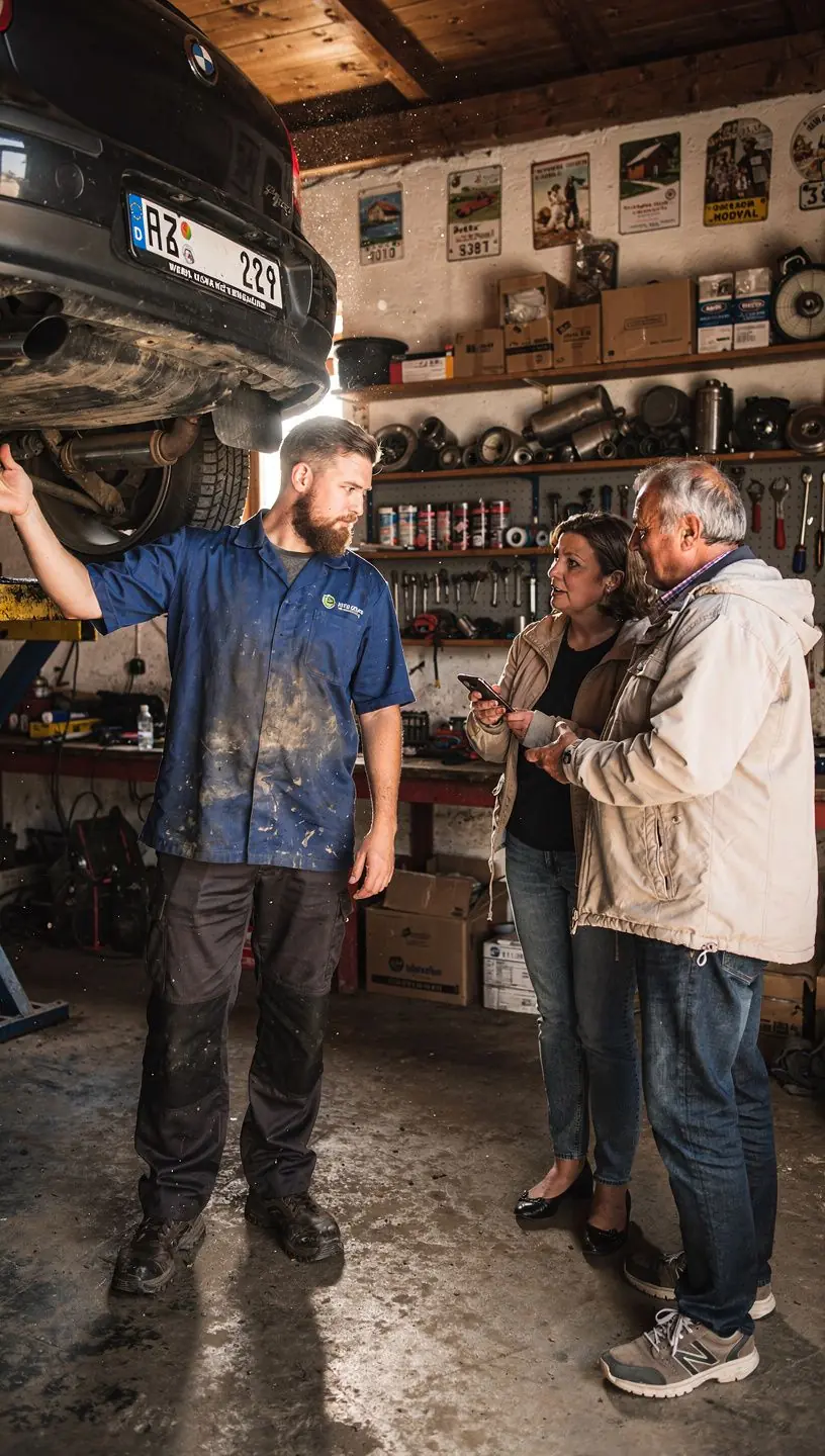 Autoservisný technik pripravuje kontrolný zoznam pre úspešnú STK pre súkromné auto.